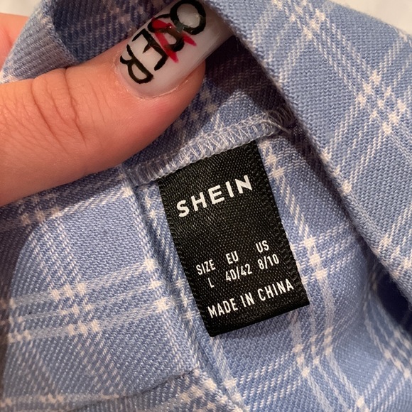 shein blue plaid mini skirt - Picture 3 of 3